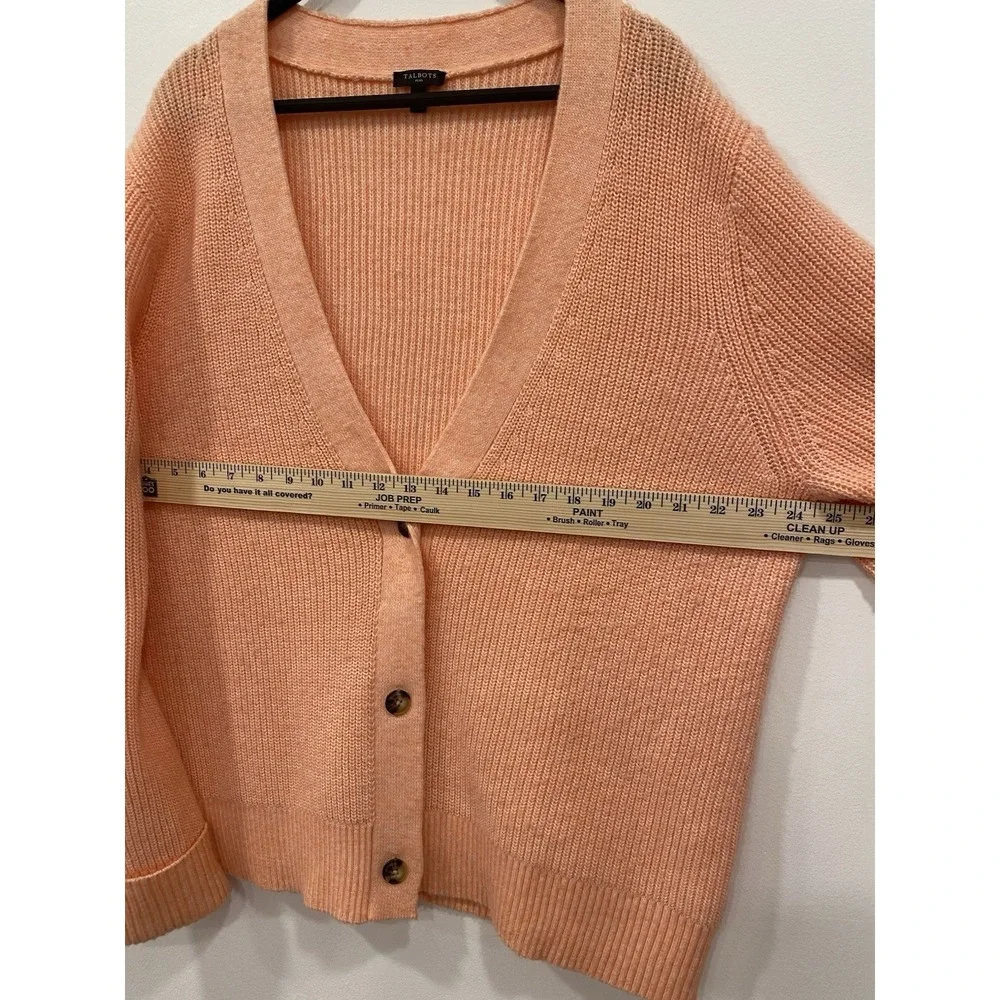 Talbots Plus Cardigan Button Front Sweater Peach Size 2X Librarian Sweater